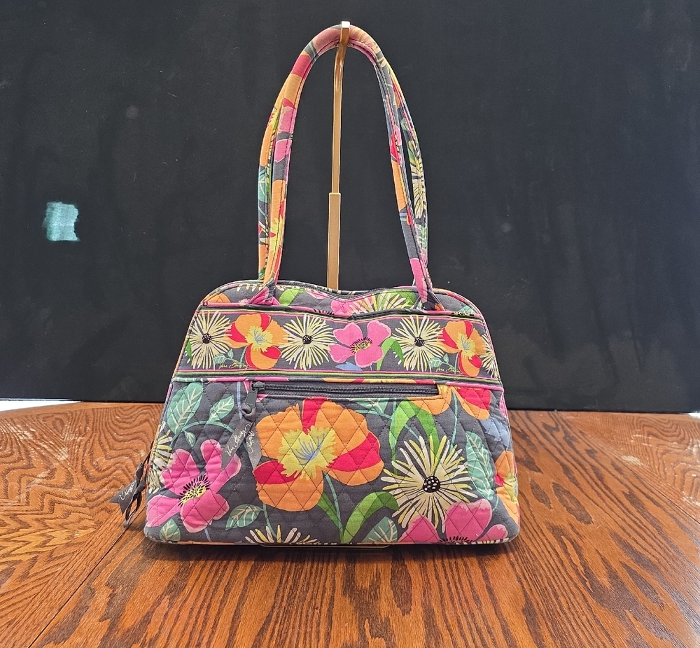 Vera Bradley Quilted Floral Shoulder Bag - Pink, Yellow, Green, Orange, Gray